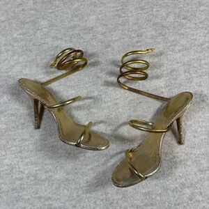 Rene Caovilla Gold Spiral Strap Heels